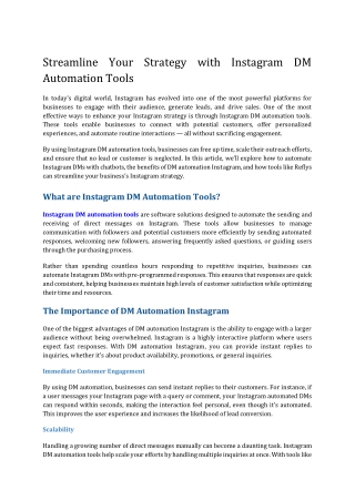 Streamline Your Strategy with Instagram DM Automation Tools