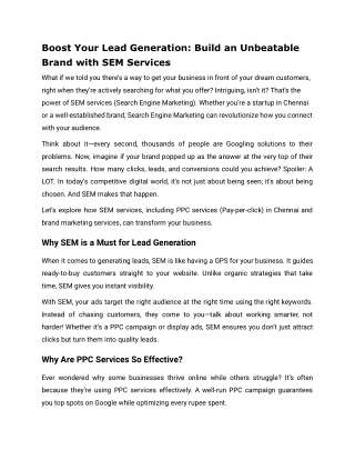 Boost Your Lead Generation Build an Unbeatable Brand with SEM Services