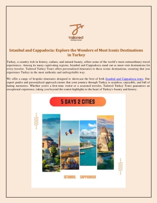 Istanbul and Cappadocia Explore the Wonders of Most Iconic Destinations in Turkey