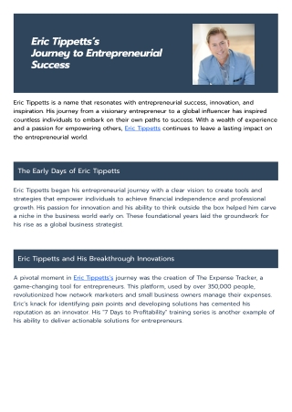 Eric Tippetts’s Journey to Entrepreneurial Success