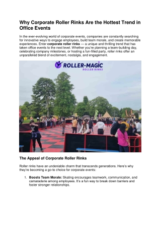 Why Corporate Roller Rinks Are the Hottest Trend in Office Events