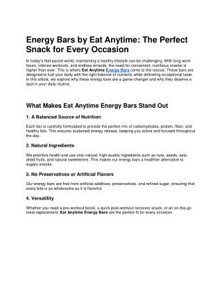 Energy Bars by Eat Anytime