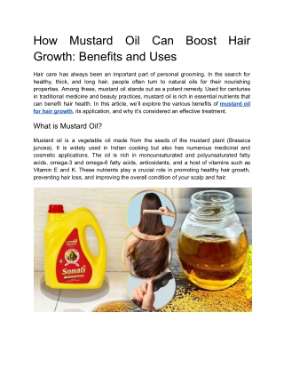 How Mustard Oil Can Boost Hair Growth_ Benefits and Uses