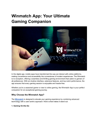Winmatch App_ Your Ultimate Gaming Companion