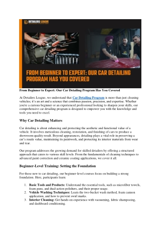 From Beginner to Expert: Our Car Detailing Program Has You Covered