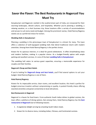 Wedding Halls In Kanyakumari - Ramraj Regency