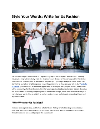 Style Your Words: Write for Us Fashion
