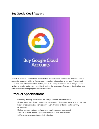 Buy Google Cloud Accounts