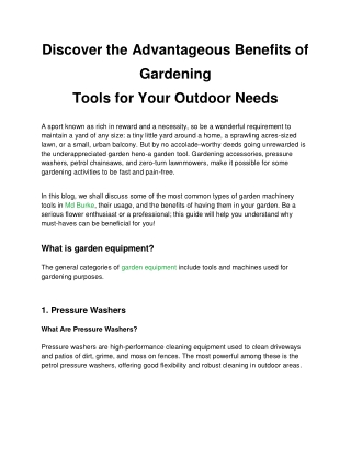 Discover the Advantageous Benefits of Gardening Tools for Your Outdoor Needs