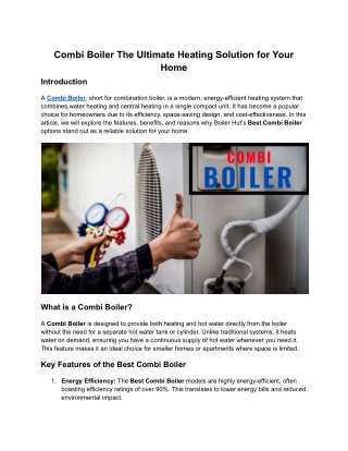 Combi Boiler_ The Ultimate Heating Solution for Your Home