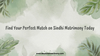 Find Your Perfect Match on Sindhi Matrimony Today