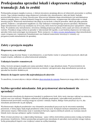 Skup nieruchomości i szybka sprzedaż nieruchomości