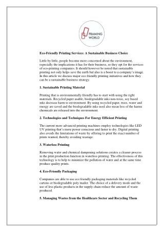 Eco Friendly Printing services