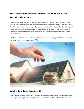 Solar Panel Investment_ Why It’s a Smart Move for a Sustainable Future