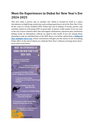 Must Do Experiences in Dubai for New Year’s Eve 2024 2025