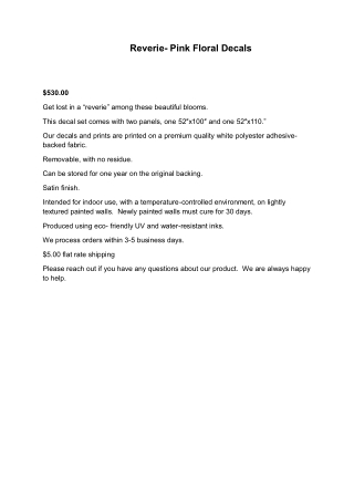 Reverie- Pink Floral Decals PDF