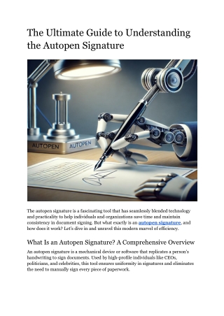 The Ultimate Guide to Understanding the Autopen Signature