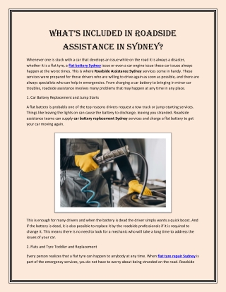 What’s Included in Roadside Assistance in Sydney