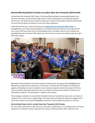 Normal Band to Perform in London New Year Fireworks 2024 Parade