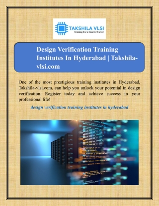 Design Verification Training Institutes In Hyderabad | Takshila-vlsi.com
