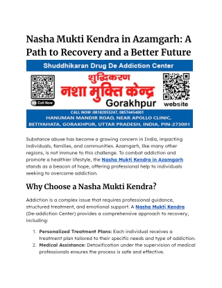 Nasha Mukti Kendra in Azamgarh_ A Path to Recovery and a Better Future