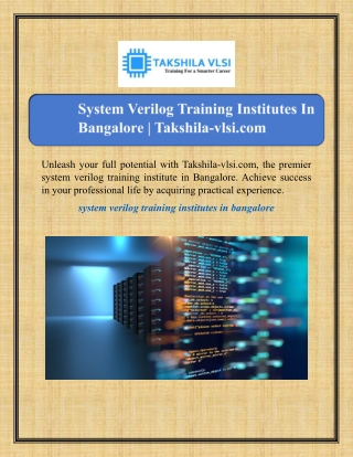 System Verilog Training Institutes In Bangalore | Takshila-vlsi.com