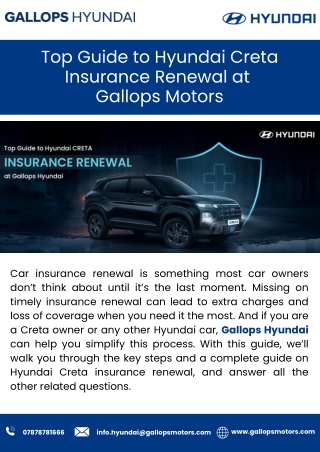 Top Guide to Hyundai Creta Insurance Renewal at  Gallops Motors