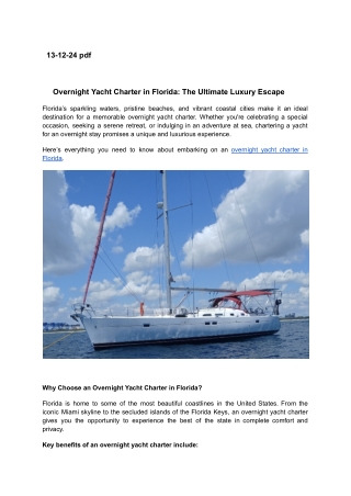 _ Overnight Yacht Charter in Florida_ The Ultimate Luxury Escape