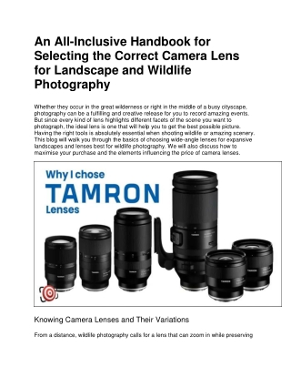 Tamron  Best Lens at budget price