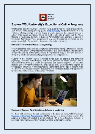 Explore WSU University's Exceptional Online Programs