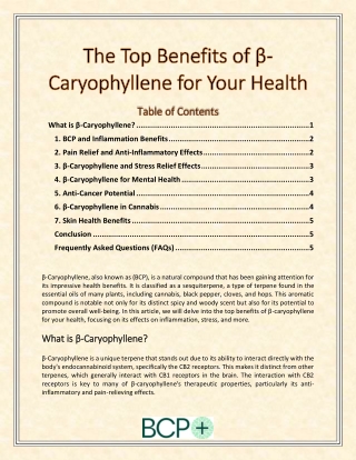 The Top Benefits of β-Caryophyllene for Your Health