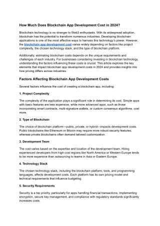 All You Need to Know About Blockchain App Development Cost in 2024