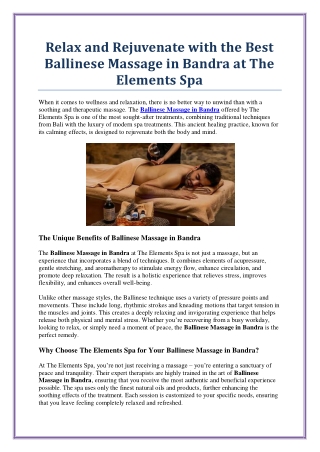 Experience the Best Balinese Massage in Bandra for Ultimate Relaxation