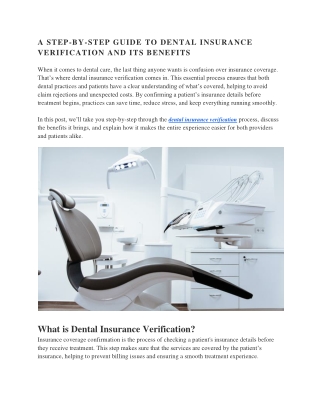 A Step-by-step Guide to Dental Insurance Verification and Its Benefits