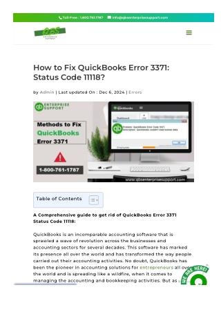 How To Do Methods to resolve QuickBooks error 3371 and status code 11118