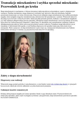 Skup nieruchomości i szybka sprzedaż nieruchomości