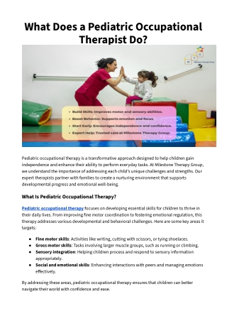 What Does a Pediatric Occupational Therapist Do_