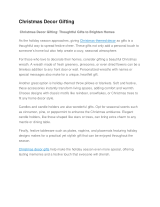 Christmas Decor Gifting