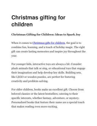 Christmas gifting for children