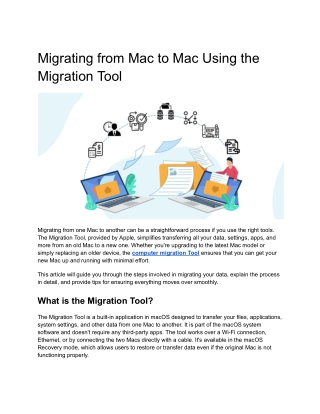 Migrating from Mac to Mac Using the Migration Tool
