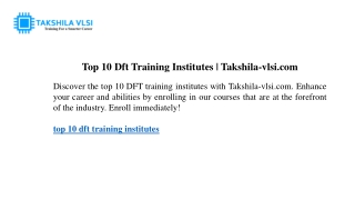 Top 10 Dft Training Institutes  Takshila-vlsi.com