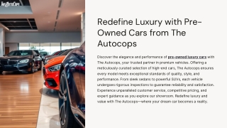 Redefine Luxury with Pre-Owned Cars from The Autocops
