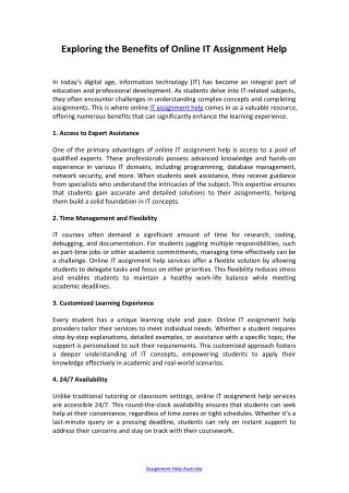 Exploring the Benefits of Online IT Assignment Help