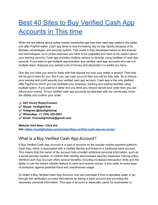 Best 10 Sites to Buy Verified Cash App Accounts in This time