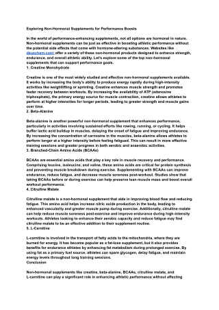 Exploring Non-Hormonal Supplements for Performance Boosts