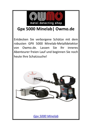 Gpx 5000 Minelab Owmo.de