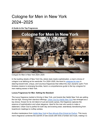 Cologne for Men in New York 2024–2025