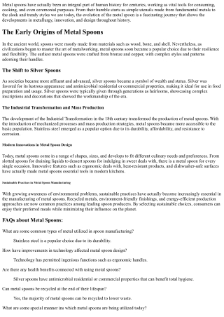 The History and Advancement of the Metal Spoon