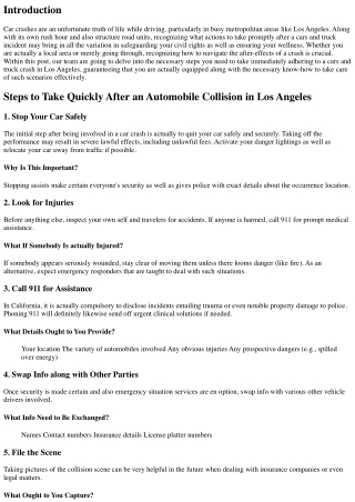 Measures to Take Instantly After a Vehicle Incident in Los Angeles