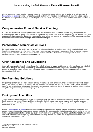 Understanding the Providers at a Funeral Home on Pulaski